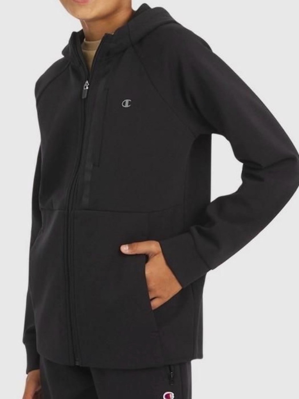 Champion Black Full-Zip Hooded Jacket for Kids
